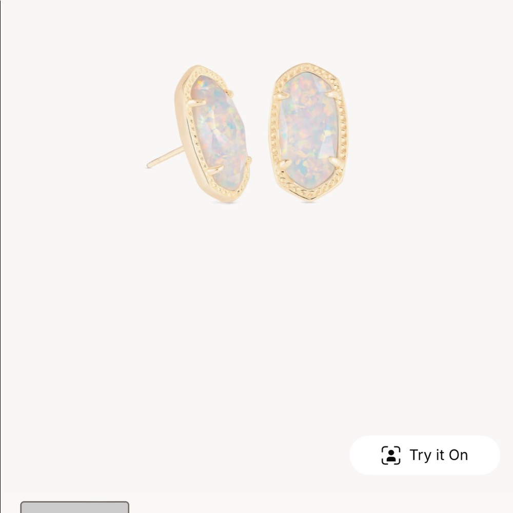 Kendra Scott Ellie Gold Earrings in White Lab Grown Opal